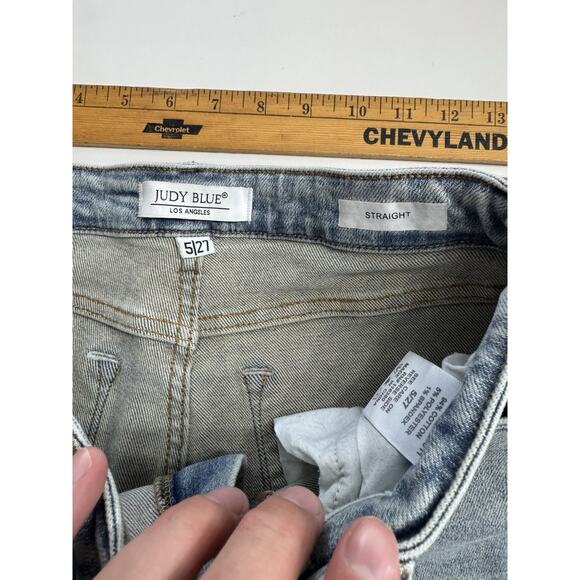 Judy Blue Jeans Womens Distressed 5/27 Blue Straight Stretch Medium Wash Denim - Picture 5 of 7